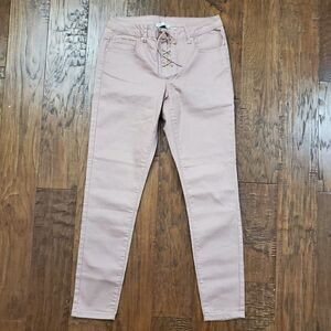 Dex Pink Lace Front Pink Rose Skinny Jeans 29 NEW